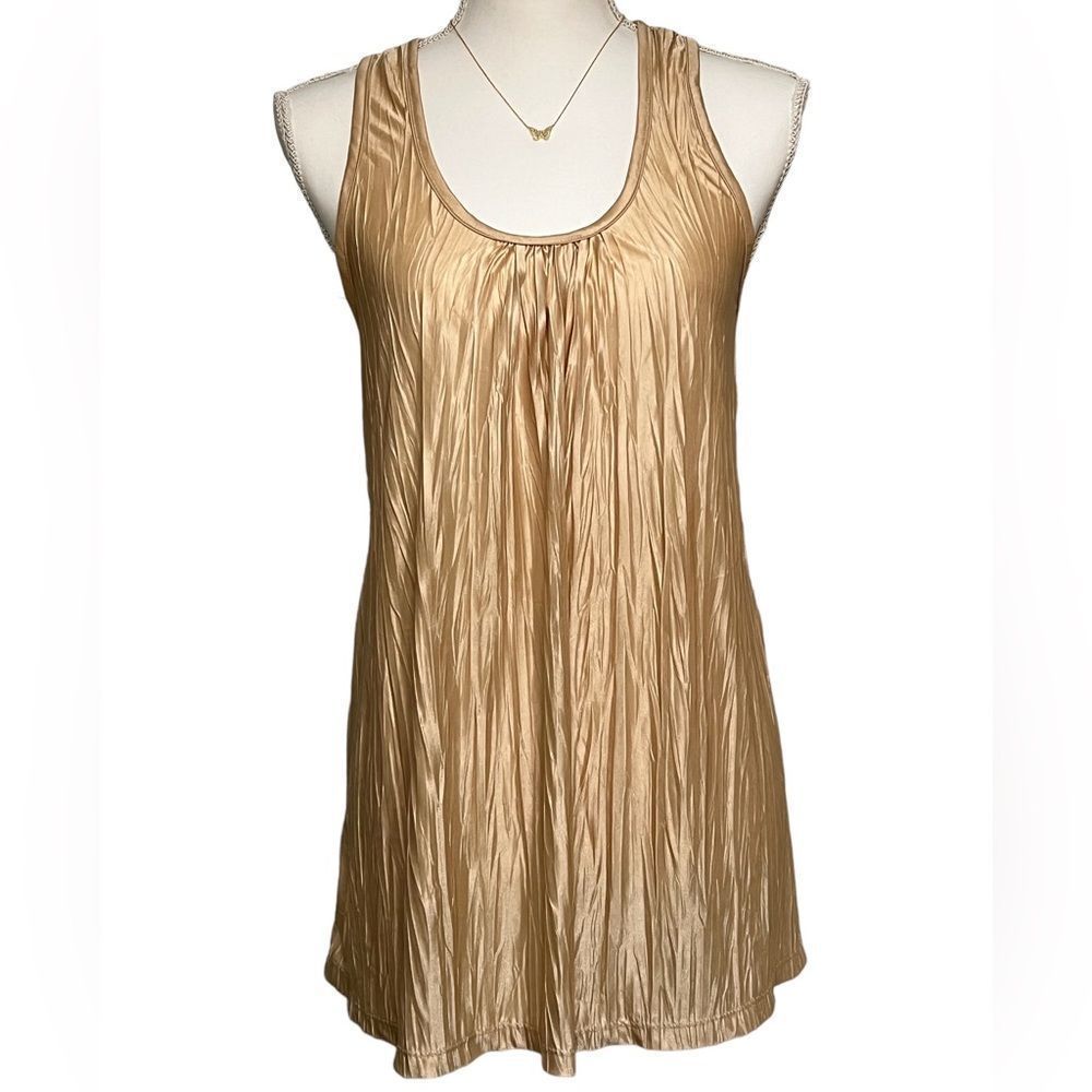 XHILARATION RACERBACK GOLD SILKY TOP SIZE MEDIUM
